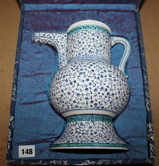 Blue and white coffee pot, in presentation box
